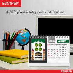 Islamic Desk Calendar 2026 – A5 Muslim Table Calendar with Allah Calligraphy | Ramadan & Eid Gift