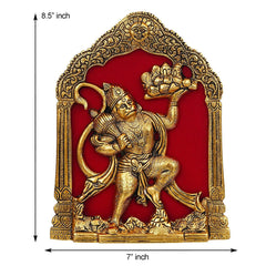 Lord Hanuman Idol – 7x8.5 Inch Metal Statue, Hanuman Ji Murti for Home, Office & Temple Decor, Bajrang Bali Figurine, Gold Finish