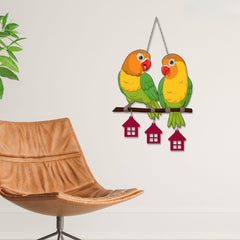 Fashcraft Cute Pair of Parrot Wooden Wall Hanging for Home Decoration | Festive & Nature-Inspired Wall Art