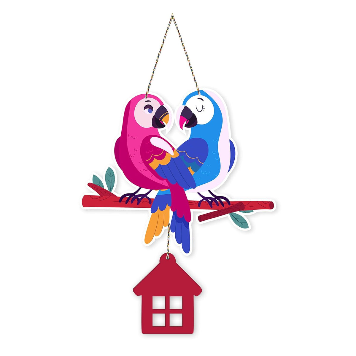 Fashcraft Cute Pair of Macaw Parrots Wooden Wall Hanging for Home Decor | Garden, Balcony, Office & Cafe Decoration