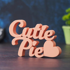Fashcraft Peach “Cutie Pie” Romantic Wooden Showpiece with Heart Symbol – Home Decor Gift for Valentine’s Day, Anniversary & Birthday