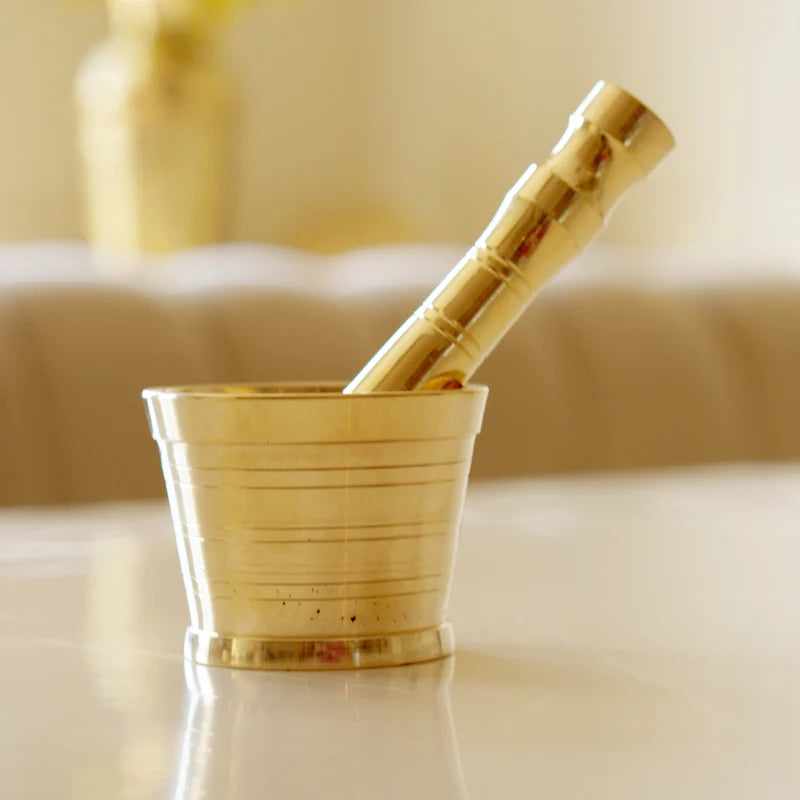 Brass Mortar & Pestle (Khalbatta / Imam Dasta) | Traditional Indian Spice Crusher