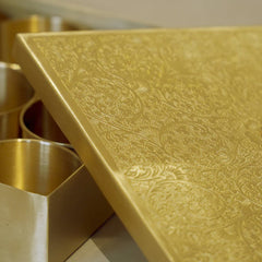 Brass Square Masala Dabba with Lid | Matte Finish Indian Spice Box for Kitchen