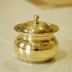 Pure Brass Ghee Pot with Lid | Traditional Butter & Ghee Storage Container