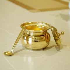 Pure Brass Ghee Pot with Lid | Traditional Butter & Ghee Storage Container