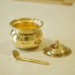 Pure Brass Ghee Pot with Lid | Traditional Butter & Ghee Storage Container