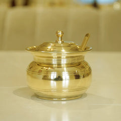 Pure Brass Ghee Pot with Lid | Traditional Butter & Ghee Storage Container