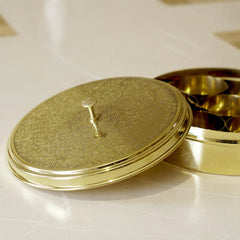 Etched Brass Masala Dabba (7 Inch) | Traditional Indian Spice Box
