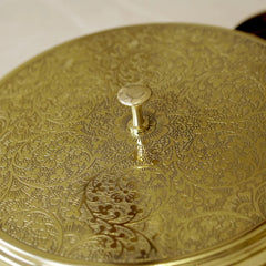 Etched Brass Masala Dabba (7 Inch) | Traditional Indian Spice Box