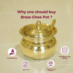 Pure Brass Ghee Pot with Lid | Traditional Butter & Ghee Storage Container