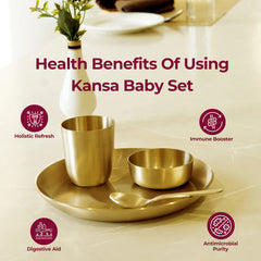 Kansa Baby Bhog Set (4-Piece) | Copper Tumbler & 8-Inch Plate for Feeding & Pooja