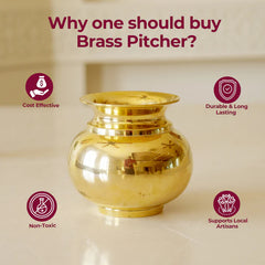 Pure Brass Pitcher (Lota/Kalash) | Traditional Water Pot for Pooja & Home Use