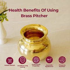Pure Brass Pitcher (Lota/Kalash) | Traditional Water Pot for Pooja & Home Use
