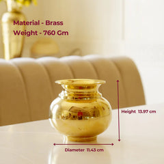 Pure Brass Pitcher (Lota/Kalash) | Traditional Water Pot for Pooja & Home Use