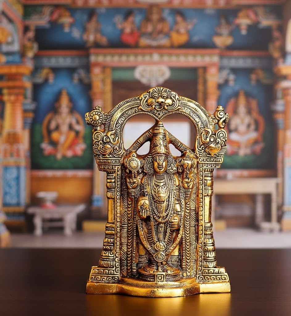 Tirupati Balaji Idol – 24 cm Sri Venkateshwara Statue, Hindu God Showpiece, Spiritual Home & Pooja Décor
