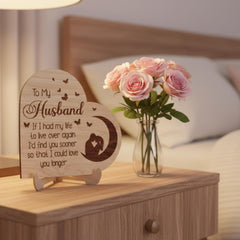 Fashcraft Pink Shopping Tree Wooden Heart Standing – Romantic Engraved Love Quote Table Decor for Wife & Couples | Moon Couple Custom Keepsake