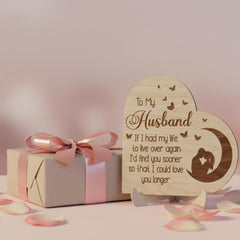 Fashcraft Pink Shopping Tree Wooden Heart Standing – Romantic Engraved Love Quote Table Decor for Wife & Couples | Moon Couple Custom Keepsake