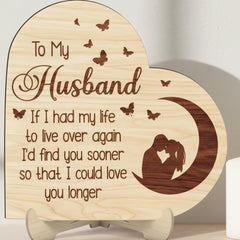 Fashcraft Pink Shopping Tree Wooden Heart Standing – Romantic Engraved Love Quote Table Decor for Wife & Couples | Moon Couple Custom Keepsake