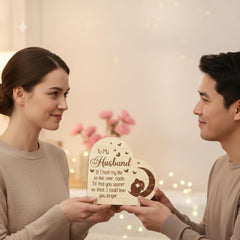 Fashcraft Pink Shopping Tree Wooden Heart Standing – Romantic Engraved Love Quote Table Decor for Wife & Couples | Moon Couple Custom Keepsake