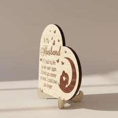 Fashcraft Pink Shopping Tree Wooden Heart Standing – Romantic Engraved Love Quote Table Decor for Wife & Couples | Moon Couple Custom Keepsake