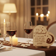 Fashcraft Pink Shopping Tree Wooden Heart Standing – Romantic Engraved Love Quote Table Decor for Wife & Couples | Moon Couple Custom Keepsake