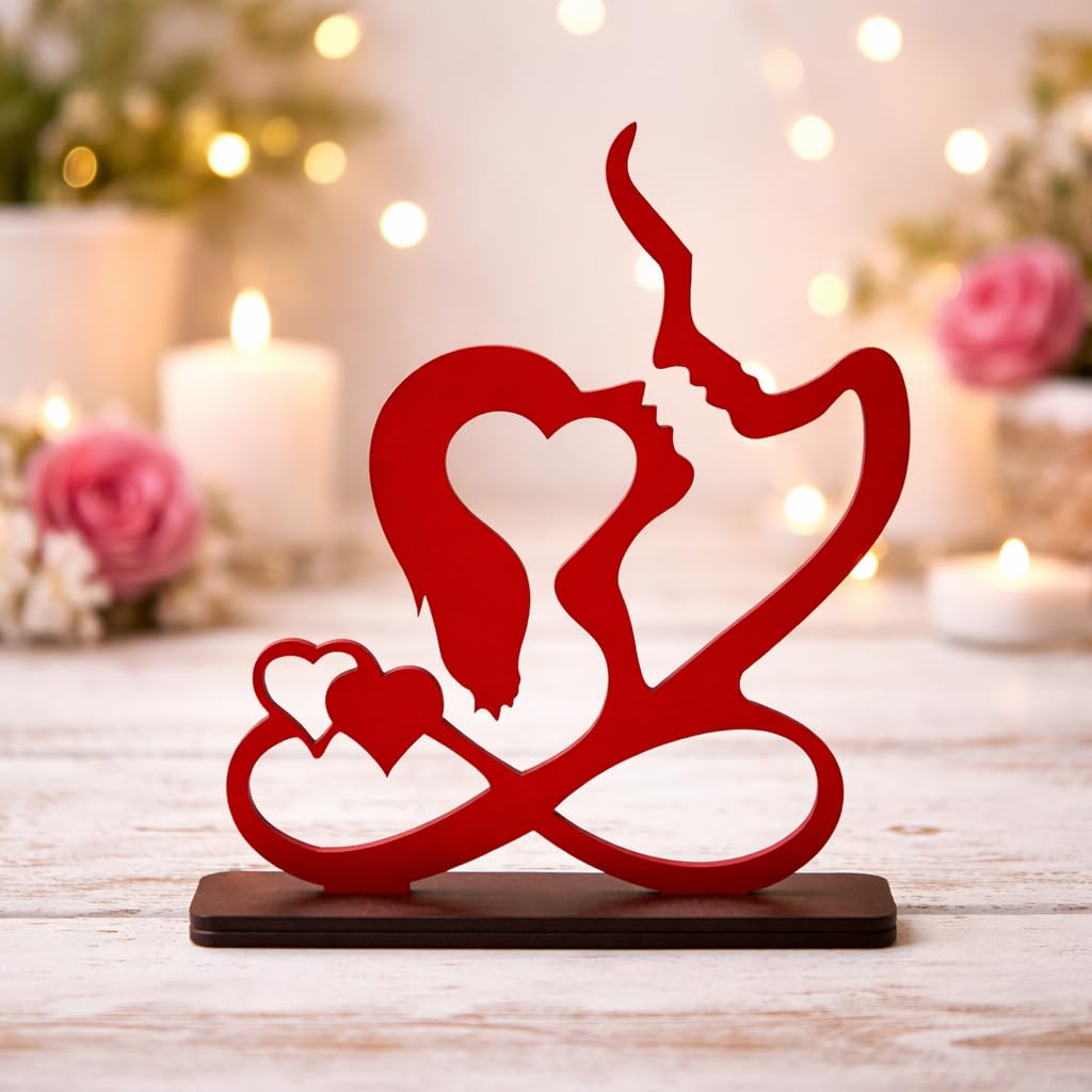 Fashcraft Infinity Romantic Couple Wooden Showpiece – Valentine Gifts for Girlfriend, Wife, Husband & Boyfriend | Tabletop Home Décor
