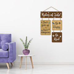 Fashcraft “Rules of Life” Decorative Wooden Wall Hanging – Inspirational Quote Wall Art for Living Room, Bedroom & Office