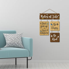 Fashcraft “Rules of Life” Decorative Wooden Wall Hanging – Inspirational Quote Wall Art for Living Room, Bedroom & Office