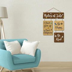 Fashcraft “Rules of Life” Decorative Wooden Wall Hanging – Inspirational Quote Wall Art for Living Room, Bedroom & Office