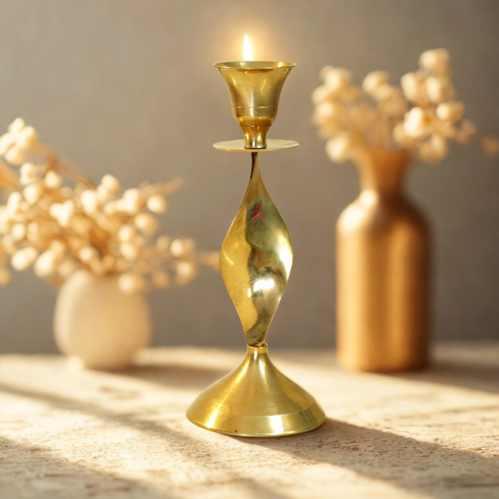 Pure Brass Candle Holder | Traditional Pital Candle Stand for Home Décor