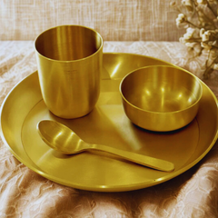 Kansa Baby Bhog Set (4-Piece) | Copper Tumbler & 8-Inch Plate for Feeding & Pooja
