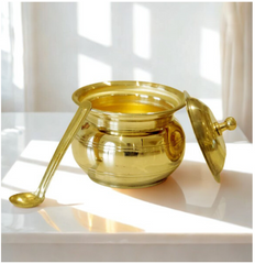 Pure Brass Ghee Pot with Lid | Traditional Butter & Ghee Storage Container