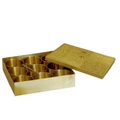 Brass Square Masala Dabba with Lid | Matte Finish Indian Spice Box for Kitchen