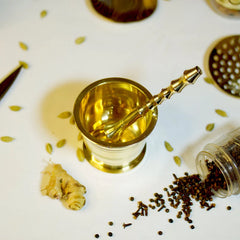 Brass Mortar & Pestle (Khalbatta / Imam Dasta) | Traditional Indian Spice Crusher