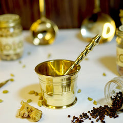 Brass Mortar & Pestle (Khalbatta / Imam Dasta) | Traditional Indian Spice Crusher