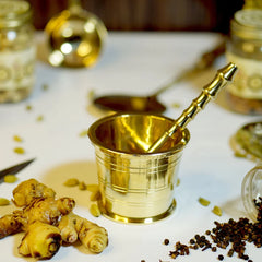 Brass Mortar & Pestle (Khalbatta / Imam Dasta) | Traditional Indian Spice Crusher