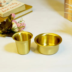 Pure Brass Coffee Dabra Set-Matte Finish Traditional South Indian Filter Coffee Cup