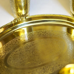 Pure Brass Lemonade & Juice Jug Set with 6 Glasses and Tray | Traditional Drinkware