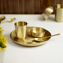 Kansa Baby Bhog Set (4-Piece) | Copper Tumbler & 8-Inch Plate for Feeding & Pooja