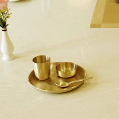 Kansa Baby Bhog Set (4-Piece) | Copper Tumbler & 8-Inch Plate for Feeding & Pooja