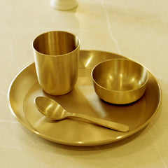 Kansa Baby Bhog Set (4-Piece) | Copper Tumbler & 8-Inch Plate for Feeding & Pooja