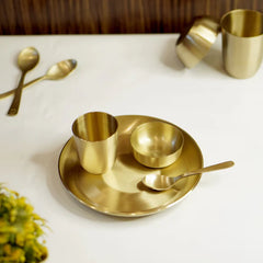 Kansa Baby Bhog Set (4-Piece) | Copper Tumbler & 8-Inch Plate for Feeding & Pooja