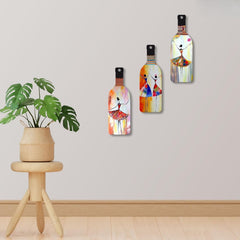 Fashcraft Abstract Art Dancing Girl Wooden Wall Hanging (Set of 3) | Modern MDF Wall Art for Home & Office Decor