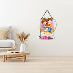 Fashcraft Cute Couple Wooden Wall Hanging for Home Decor | Romantic Couple Gift & Valentine Wall Art