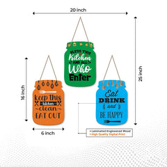 Fashcraft “Kitchen Brings Family Together” Quote Wooden Wall Hanging (Set of 3) | Kitchen Decor & Housewarming Gift