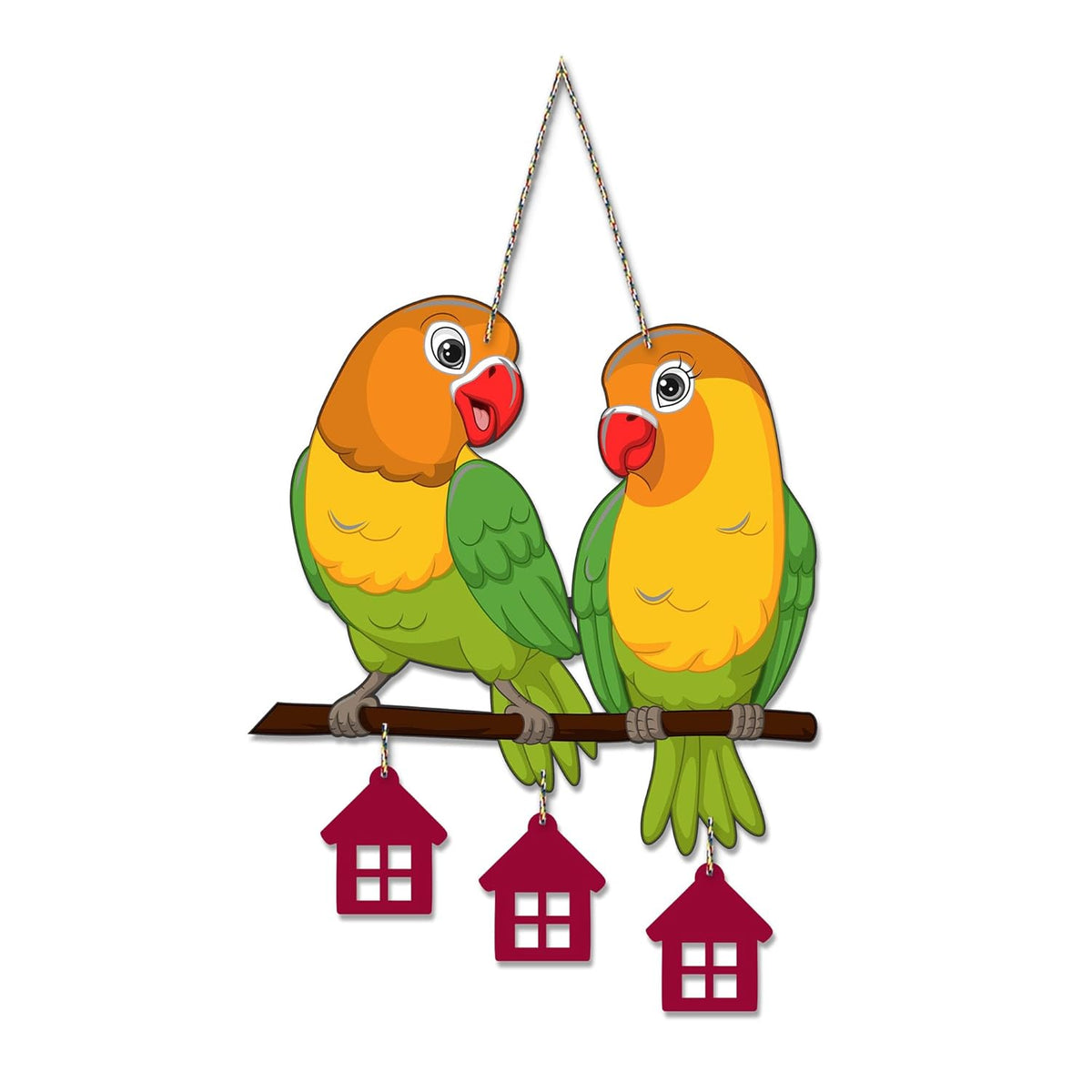 Fashcraft Cute Pair of Parrot Wooden Wall Hanging for Home Decoration | Festive & Nature-Inspired Wall Art