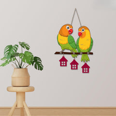 Fashcraft Cute Pair of Parrot Wooden Wall Hanging for Home Decoration | Festive & Nature-Inspired Wall Art