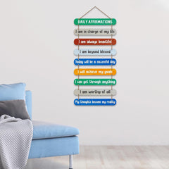 Fashcraft Daily Affirmations Printed Wooden Wall Hanging – Inspirational Quote Wall Art for Living Room, Bedroom & Office