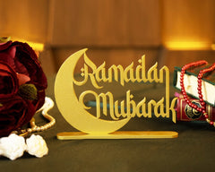 Ramadan Mubarak Metal Standing Table Decor | Islamic Home & Eid Decoration