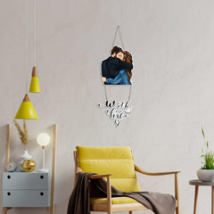 Fashcraft Love Couple Printed Wooden Wall Hanging with Quotes | Modern Romantic Wall Art for Home Decor